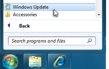 Select Windows Update in the All Programs menu