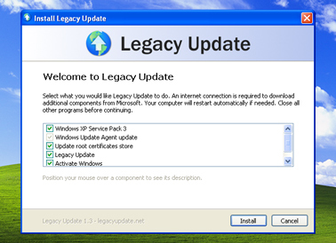 Legacy Update setup screenshot
