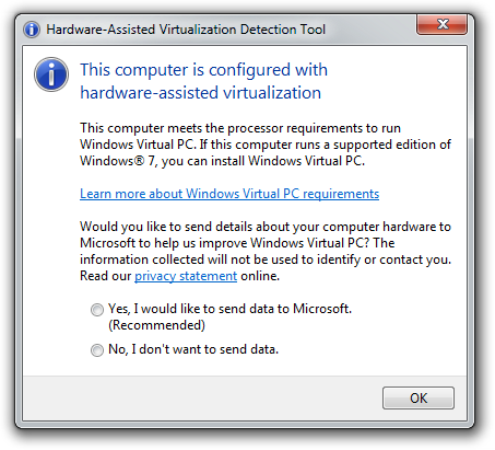 “This computer is configured with hardware-assisted virtualization”