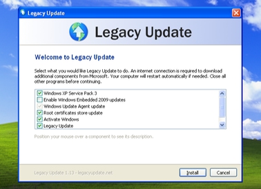 Legacy Update setup screenshot